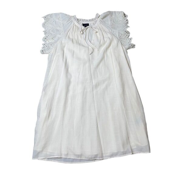 Who What Wear Cottagecore Tunic Dress with Ruffle Lace Eyelet Flutter Sleeves S - Picture 1 of 11